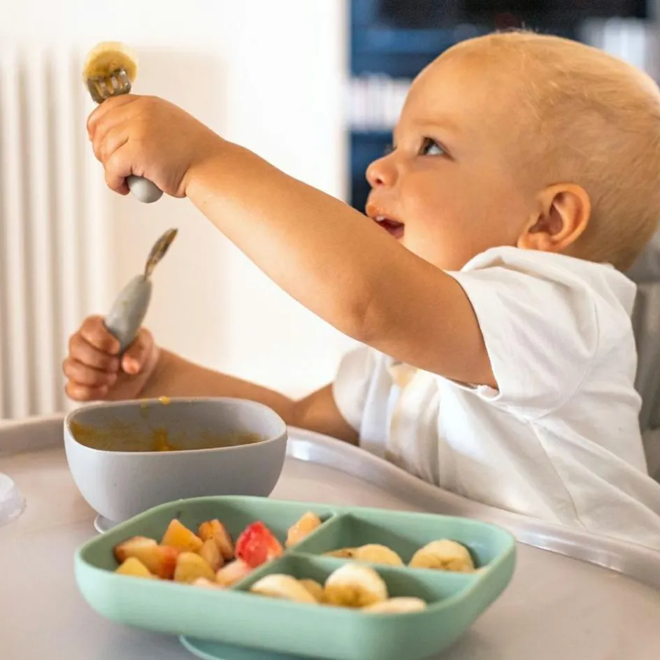 Sale Béaba Lot de 2 pré-couverts inox gris velours