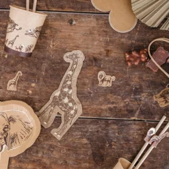 New Arty Fêtes Factory Lot de 16 serviettes Girafe Safari Kraft