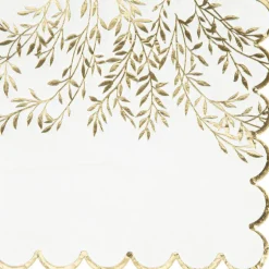 Lot de 16 serviettes Jolis Brins blanches et or|Arty Fêtes Factory New