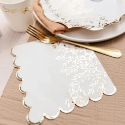 Lot de 16 serviettes Jolis Brins blanches et or|Arty Fêtes Factory New