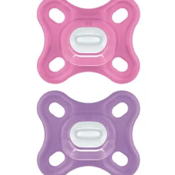 Lot de 2 sucettes en silicone Comfort rose et parme (0-2 mois)|MAM Clearance