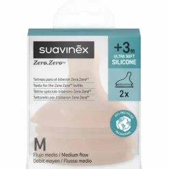 New Suavinex Lot de 2 tétines anti-colique pour biberon Zerø.Zerø Débit Moyen - M Medium