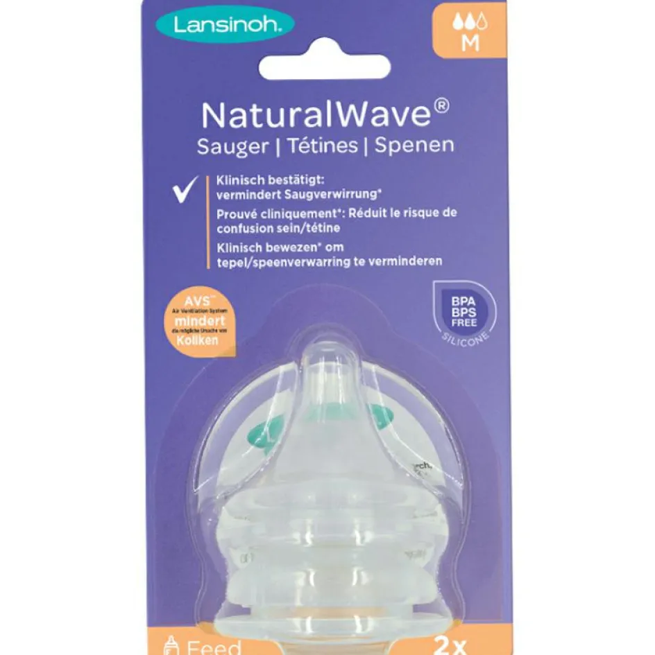 Lot de 2 tétines Natural Wave® spécial allaitement débit moyen|Lansinoh Online