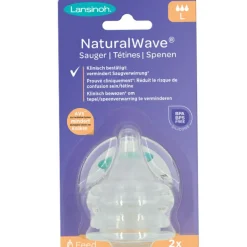 Lot de 2 tétines Natural Wave® spécial allaitement débit rapide|Lansinoh New