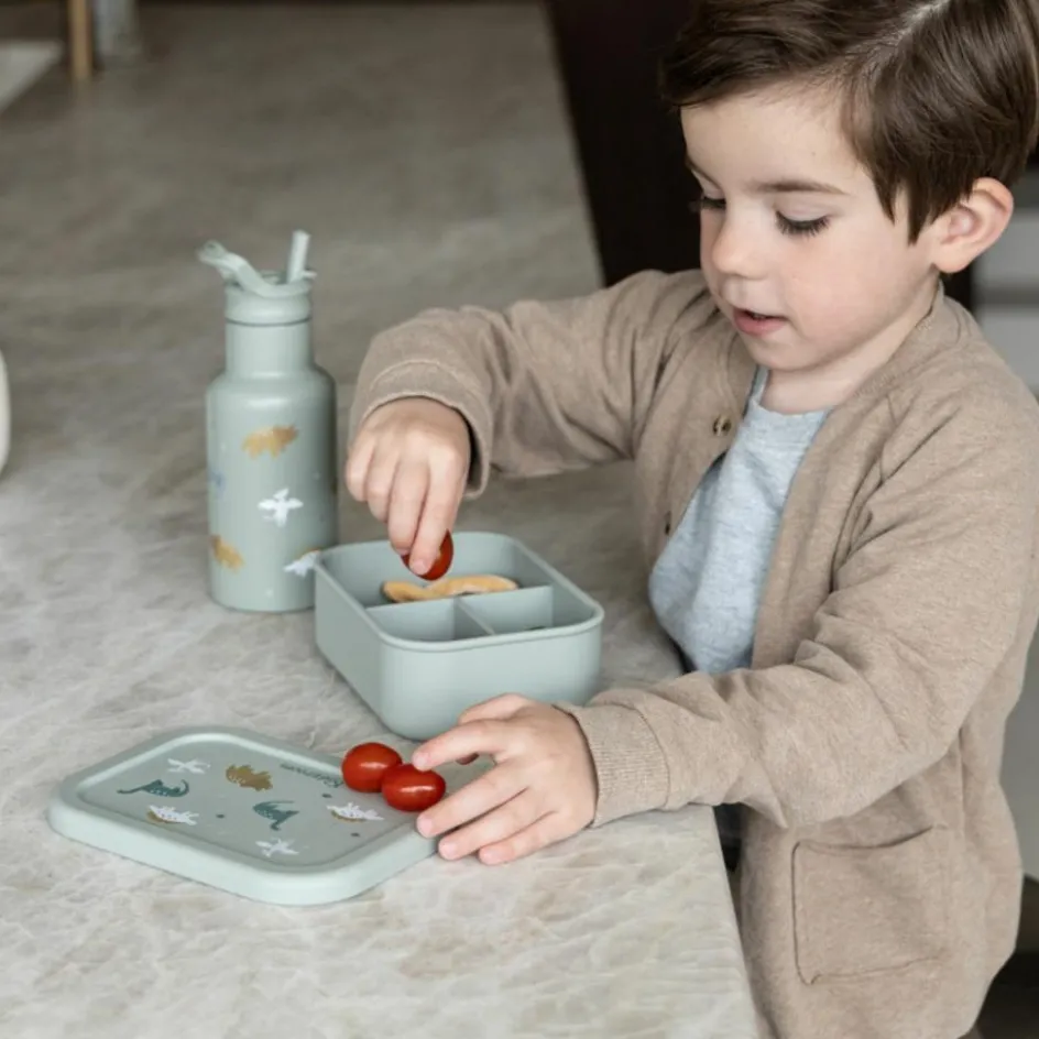 Lunch box 3 compartiments en silicone Dino vert|Kidzroom