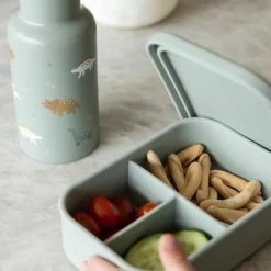 Lunch box 3 compartiments en silicone Dino vert|Kidzroom