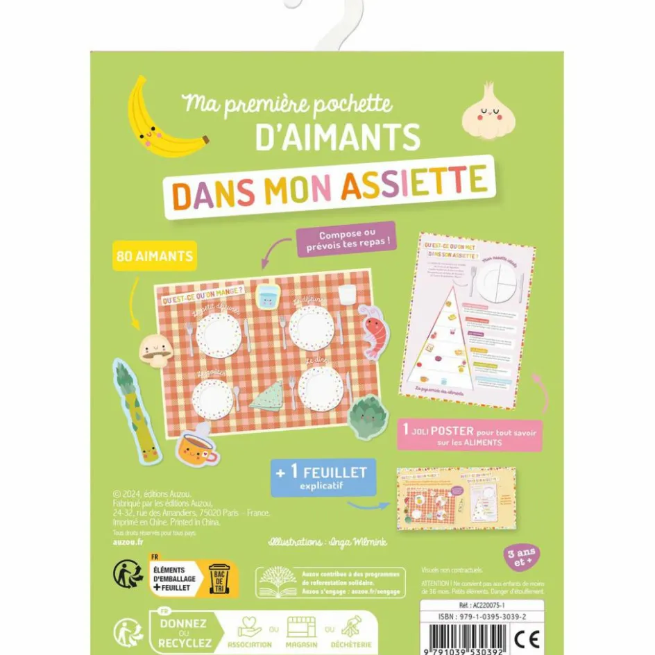 New Auzou Editions Ma pochette d'aimants Dans mon assiette