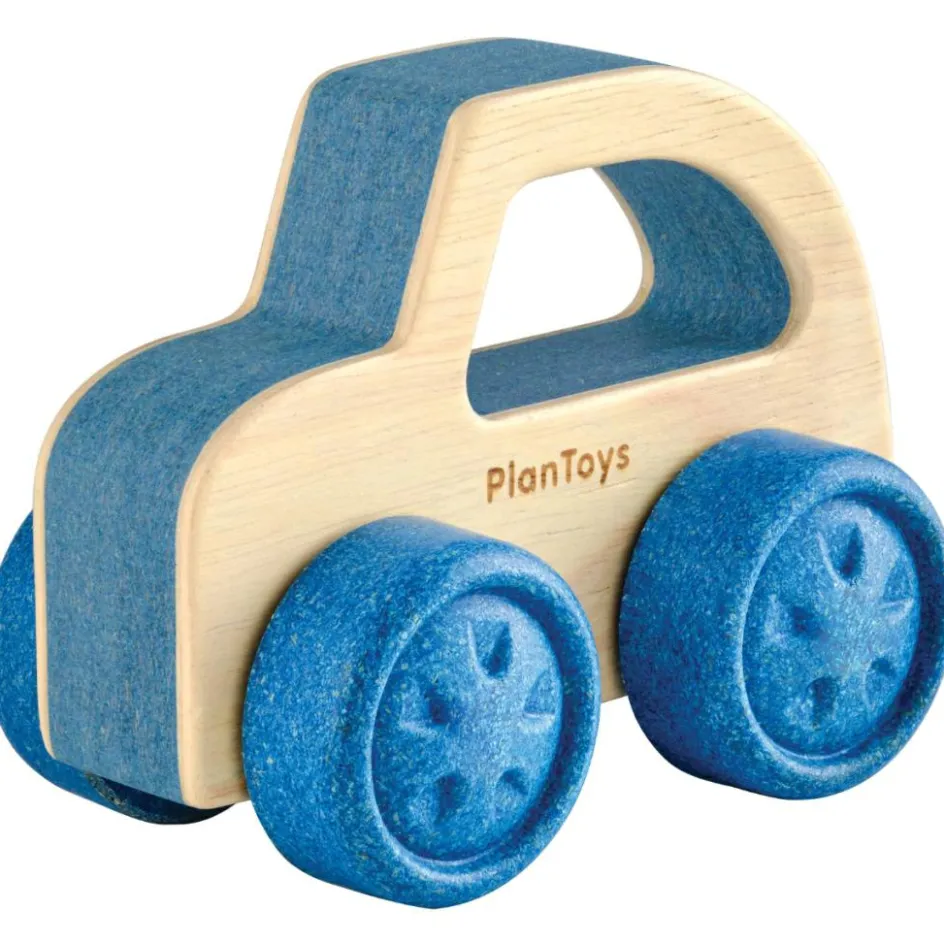 Ma première voiture en bois d'hévéa bleue|Plan Toys Best