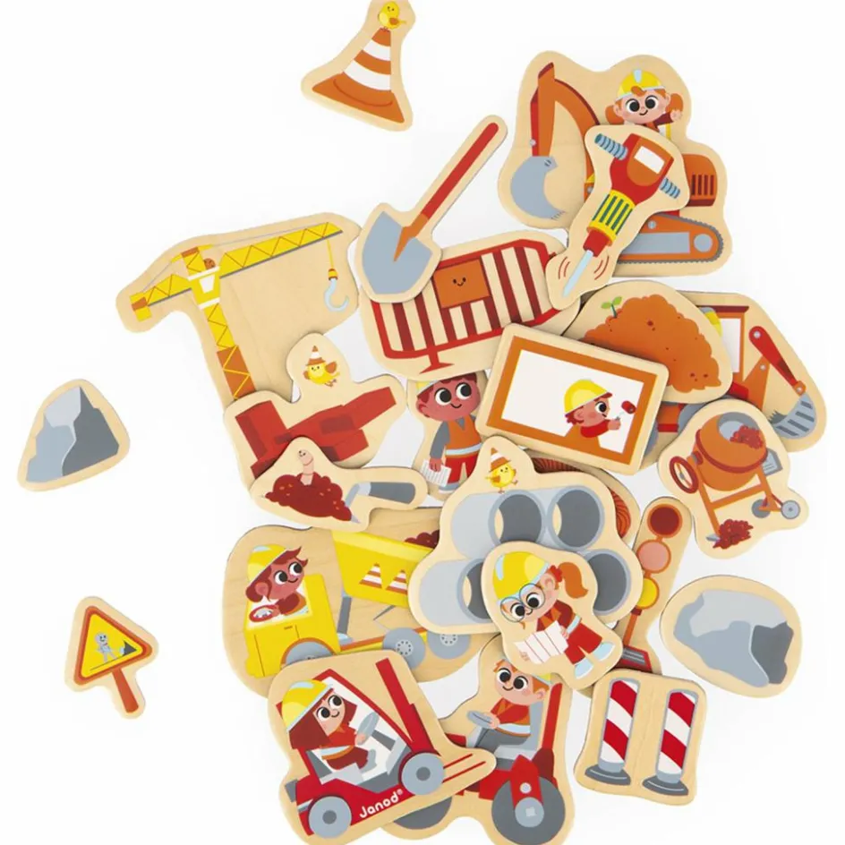 Sale Janod Magnets Engins de chantier (24 pièces)