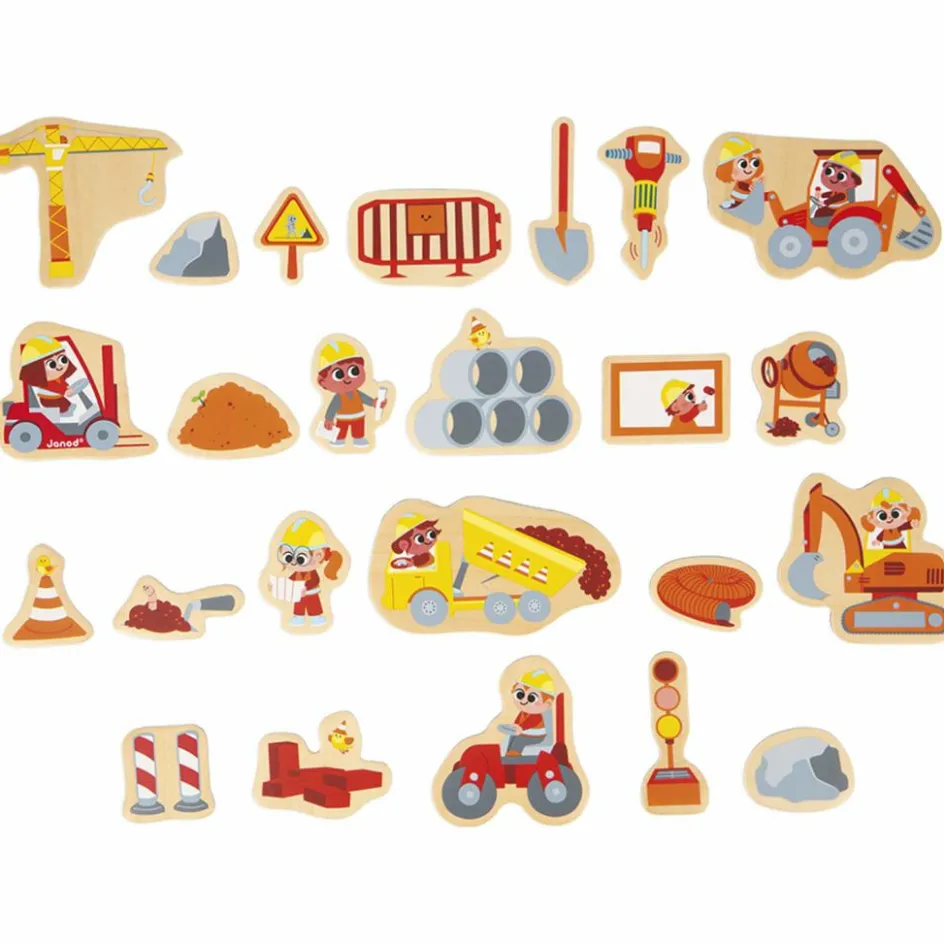 Sale Janod Magnets Engins de chantier (24 pièces)