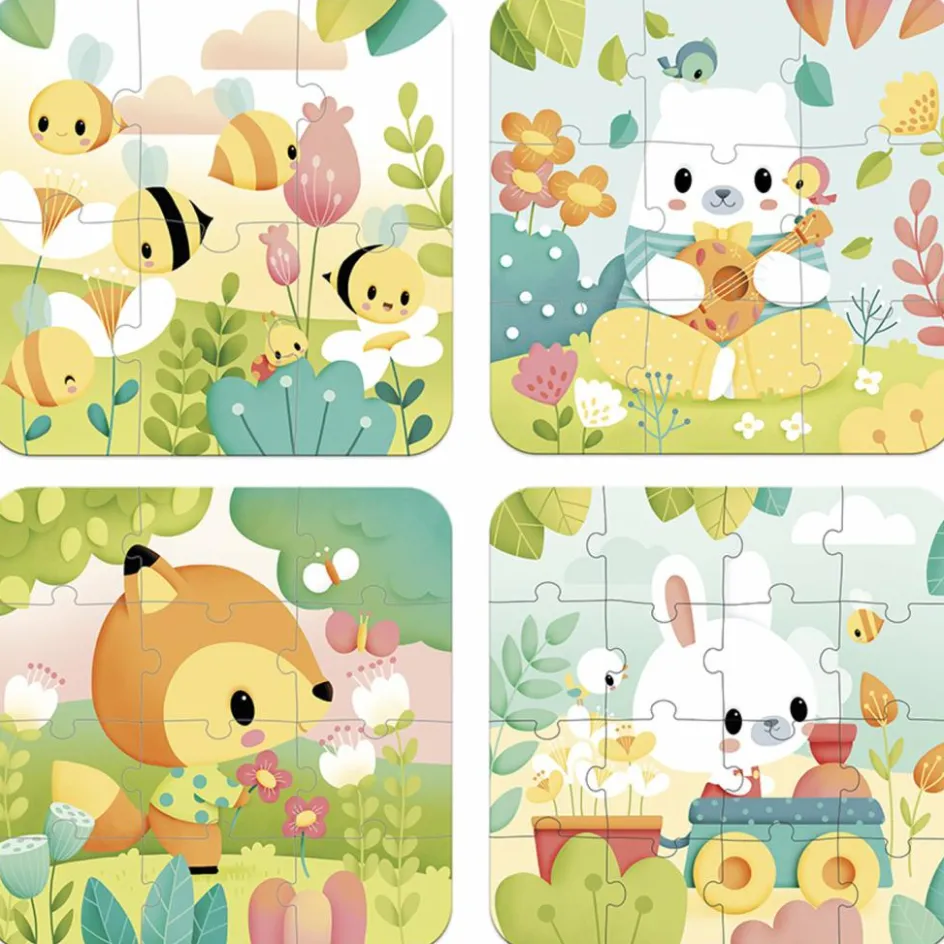 Best Janod Malette de 4 petits puzzles (6 à 16 pièces)