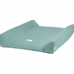 Matelas à langer Stories Édition limitée Teal cream grid|Nobodinoz Sale