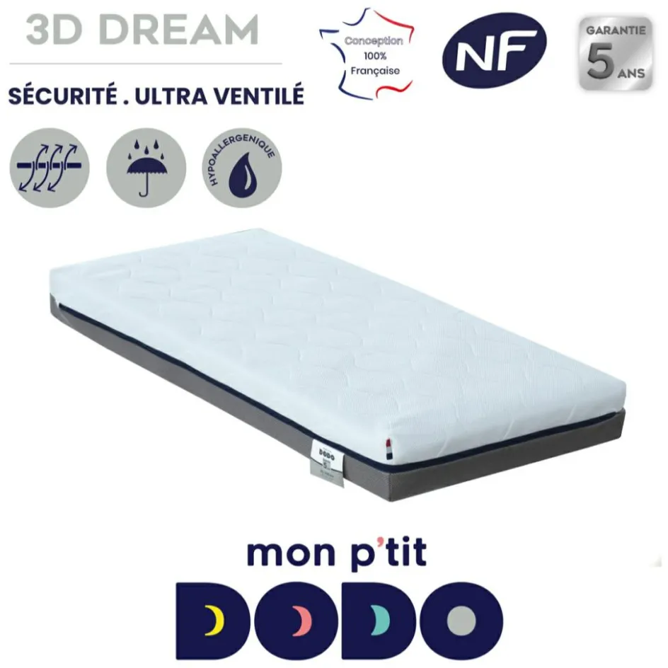 Clearance Mon P'tit Dodo Matelas 3D Dream déhoussable (60 x 120 cm)