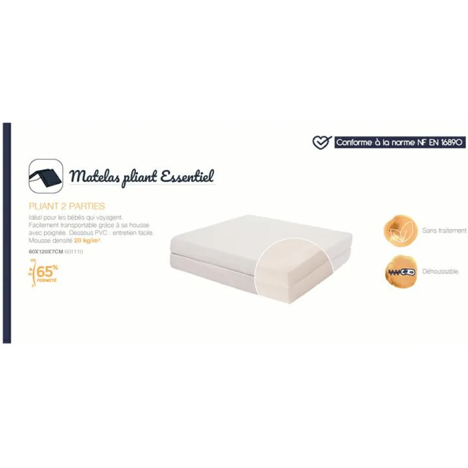 Matelas ErgoTravel pour lit bébé 120 x 60 cm|Candide New