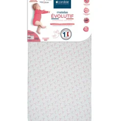 Matelas évolutif déhoussable antibactérien (70 x 140 cm)|Candide Discount