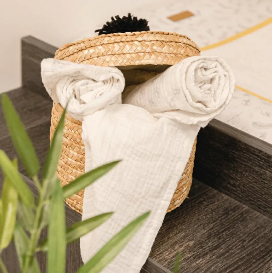 Outlet Domiva Maxi lange en coton bio Leafy Bunny (120 x 120 cm)