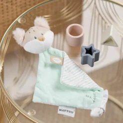 Hot Nattou Mini doudou attache sucette Flo le Renard (19 cm)