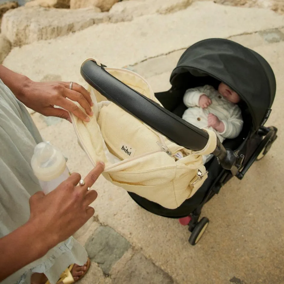 Mini organisateur de poussette Sorbet citron en coton irisé|BEBEL