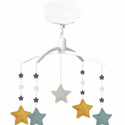 Discount Trousselier Mobile musical en lin étoile vert céladon et curry