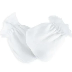 Moufles de naissance en coton blanches|Trois Kilos Sept New