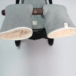 Moufles pour poussette en coton bio gris|Kaiser Outlet
