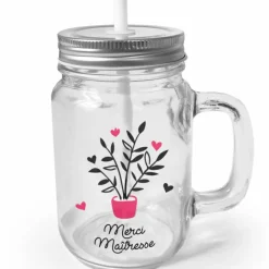 Mug en verre à emporter avec paille Merci Maîtresse|Les Griottes Best