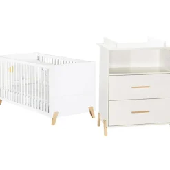 Pack duo Joy naturel lit bébé évolutif et commode à langer|Baby Price Online