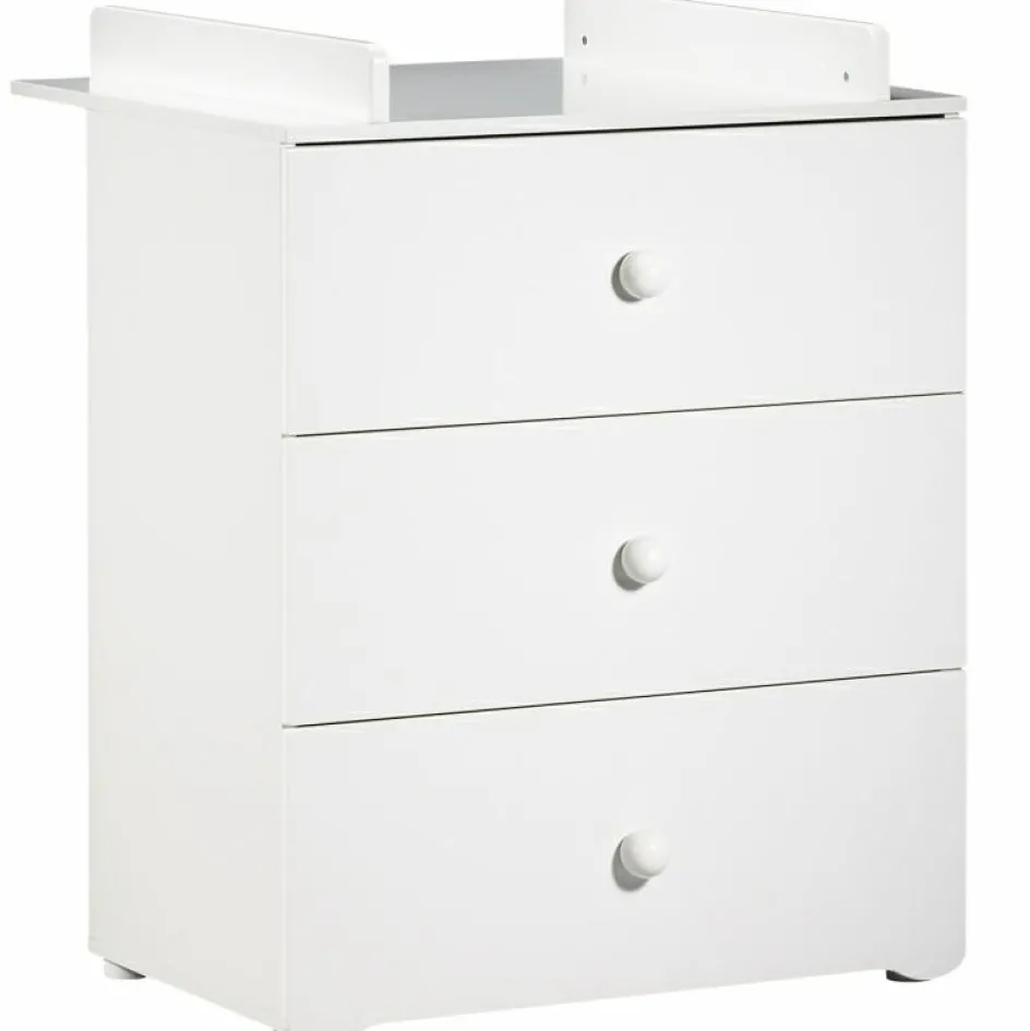 Pack duo lit bébé têtes panneaux blanc et commode à langer blancs New Basic|Baby Price Best