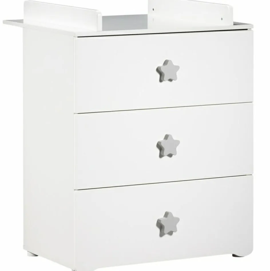 Sale Baby Price Pack duo lit bébé têtes panneaux blanc et commode à langer étoile New Basic