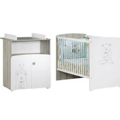 Clearance Baby Price Pack duo lit bébé têtes panneaux et commode à langer Teddy