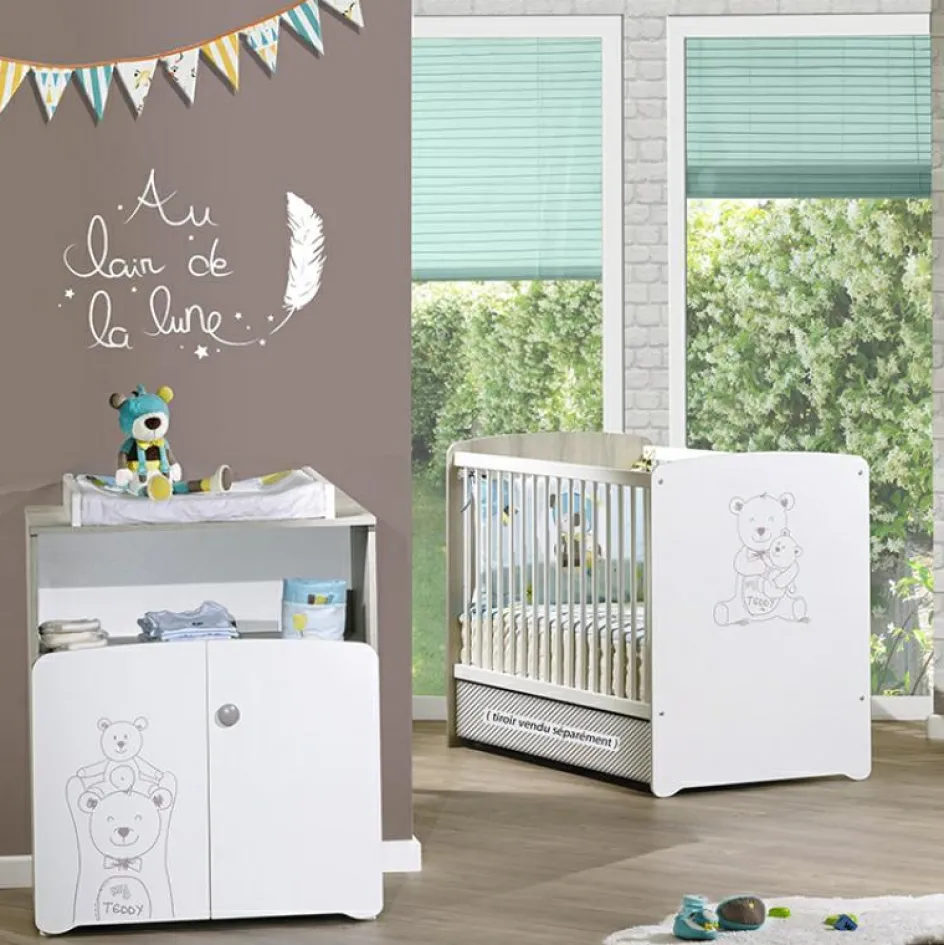 Clearance Baby Price Pack duo lit bébé têtes panneaux et commode à langer Teddy