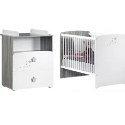 Sale Baby Price Pack duo lit bébé têtes panneaux et commode à langer New Nao