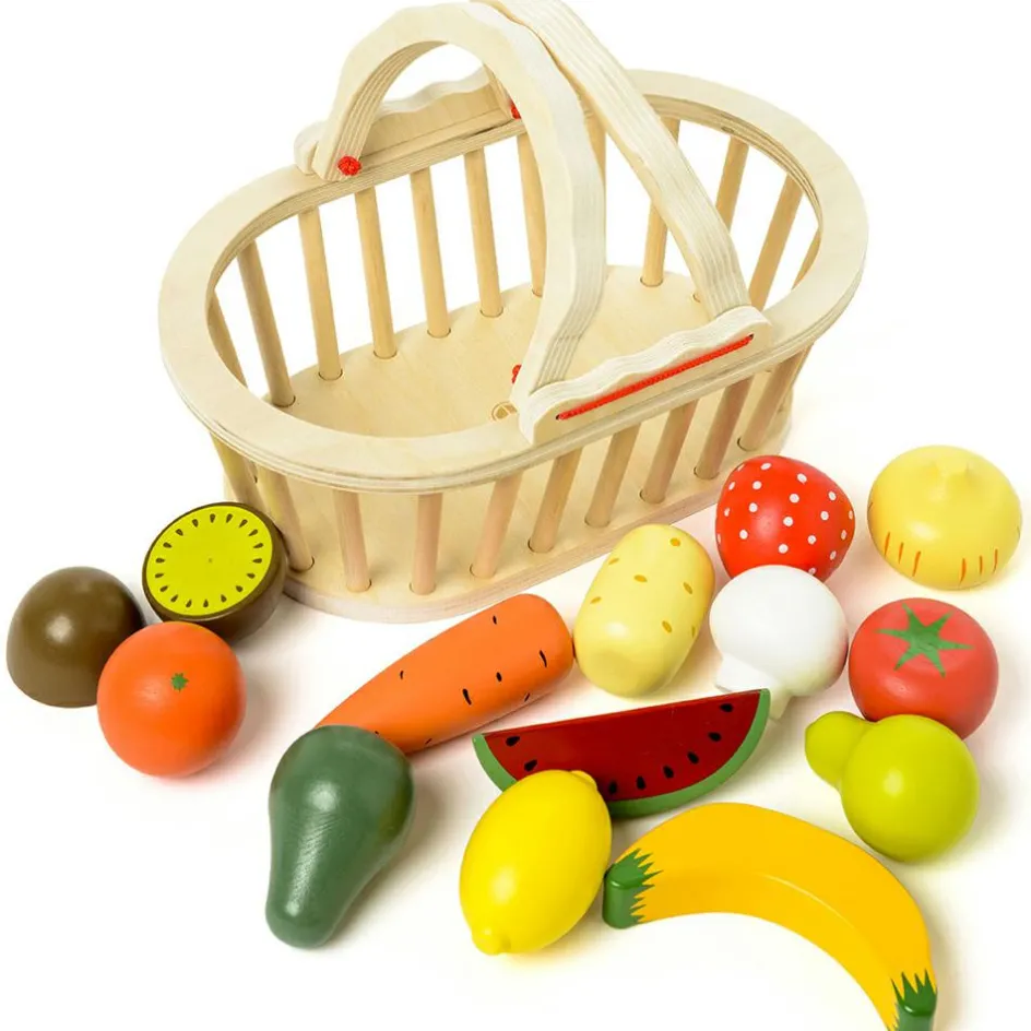 Panier de 13 fruits et légumes en bois|Oxybul