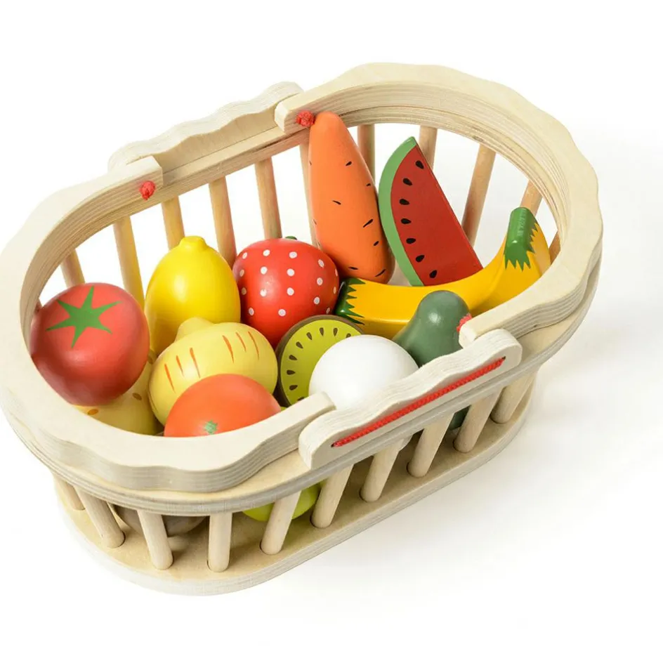 Panier de 13 fruits et légumes en bois|Oxybul