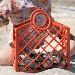 Filibabba Panier de plage en silicone Rouge Corail