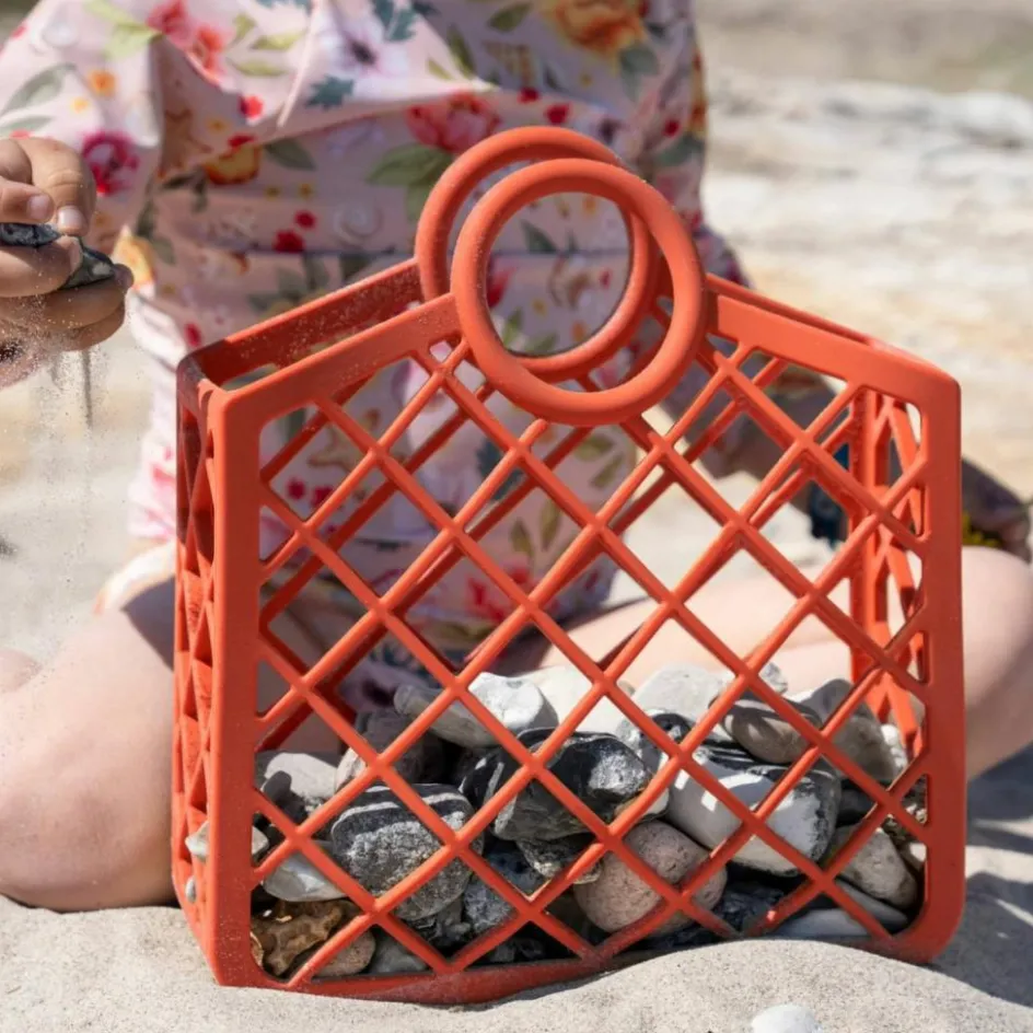 Filibabba Panier de plage en silicone Rouge Corail