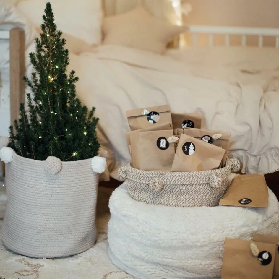 Best Lorena Canals Panier de rangement Bubbly en coton gris (30 x 30 cm)