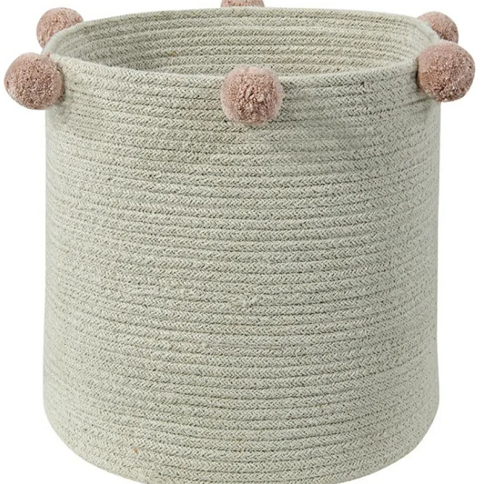 Panier de rangement Bubbly en coton naturel et rose nude (30 x 30 cm)|Lorena Canals Best