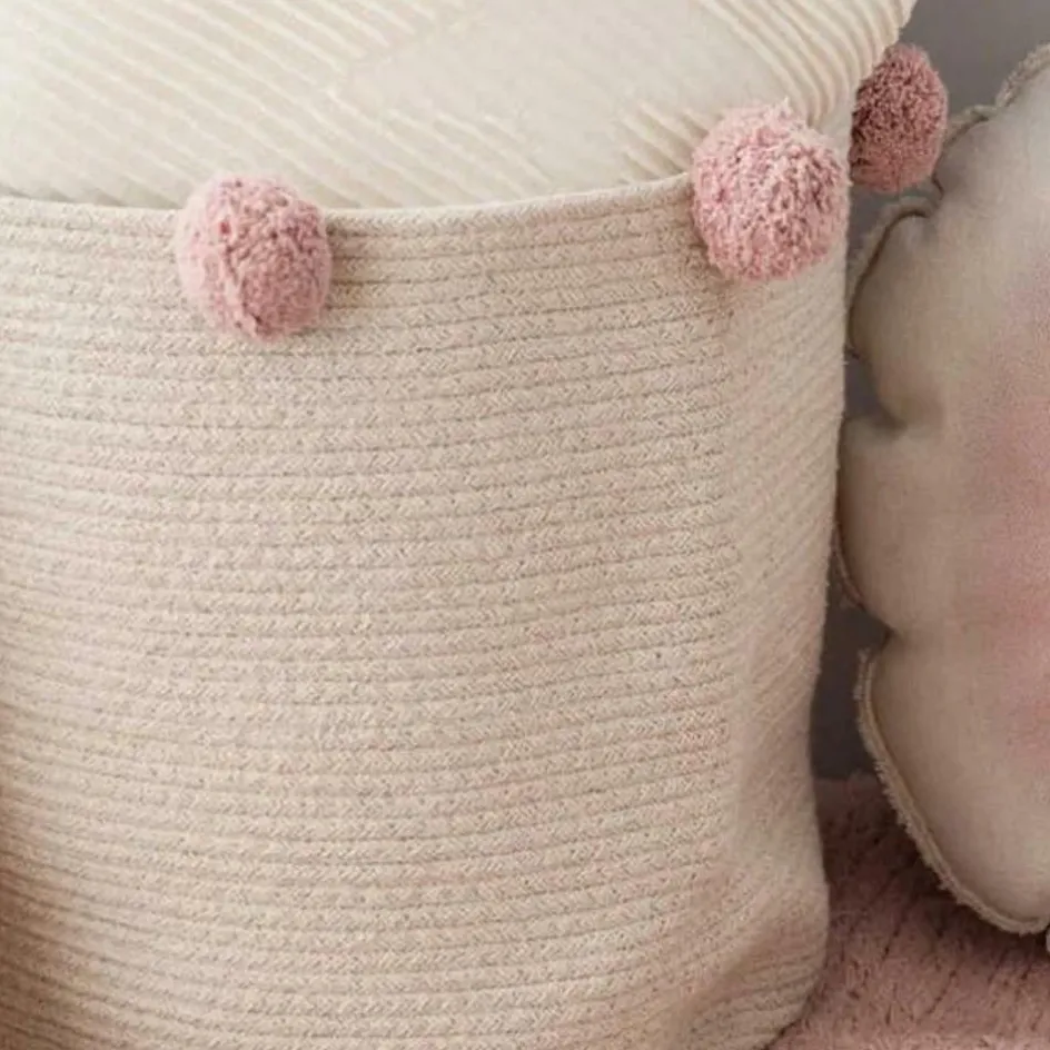 Panier de rangement Bubbly en coton naturel et rose nude (30 x 30 cm)|Lorena Canals Best