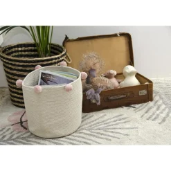 Panier de rangement Bubbly en coton naturel et rose nude (30 x 30 cm)|Lorena Canals Best