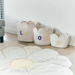 Panier de rangement Fleur écru (30 x 30 cm)|Childhome Hot