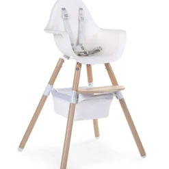 Best Childhome Panier de rangement pour chaise haute Evolu blanc