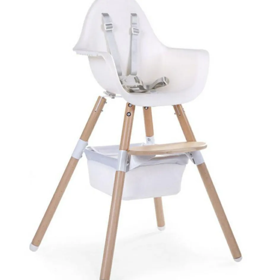 Best Childhome Panier de rangement pour chaise haute Evolu blanc