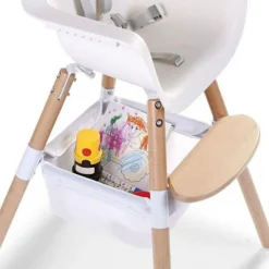 Best Childhome Panier de rangement pour chaise haute Evolu blanc