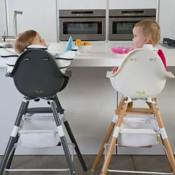 Best Childhome Panier de rangement pour chaise haute Evolu blanc