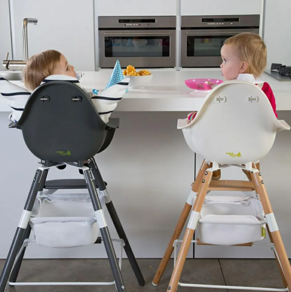 Best Childhome Panier de rangement pour chaise haute Evolu blanc