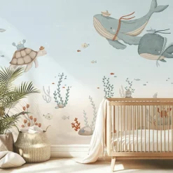 Papier peint décor XL Fonds marins les baleines|Lilipinso Outlet