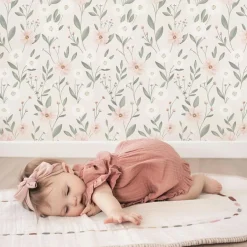 Discount Lilipinso Papier peint Eclosion florale fond rose (50 cm x 10 m)