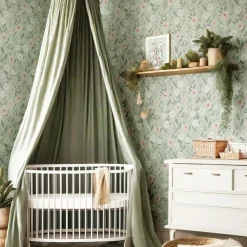 Online Lilipinso Papier peint Eclosion florale fond vert (50 cm x 10 m)