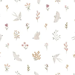 Online Lilipinso Papier peint Hirondelles et fleurs (50 cm x 10 m)